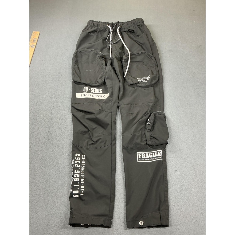 Smoke Rise RED Pants Mens 30x29 Black Cargo Adjustable Waist Streetwear